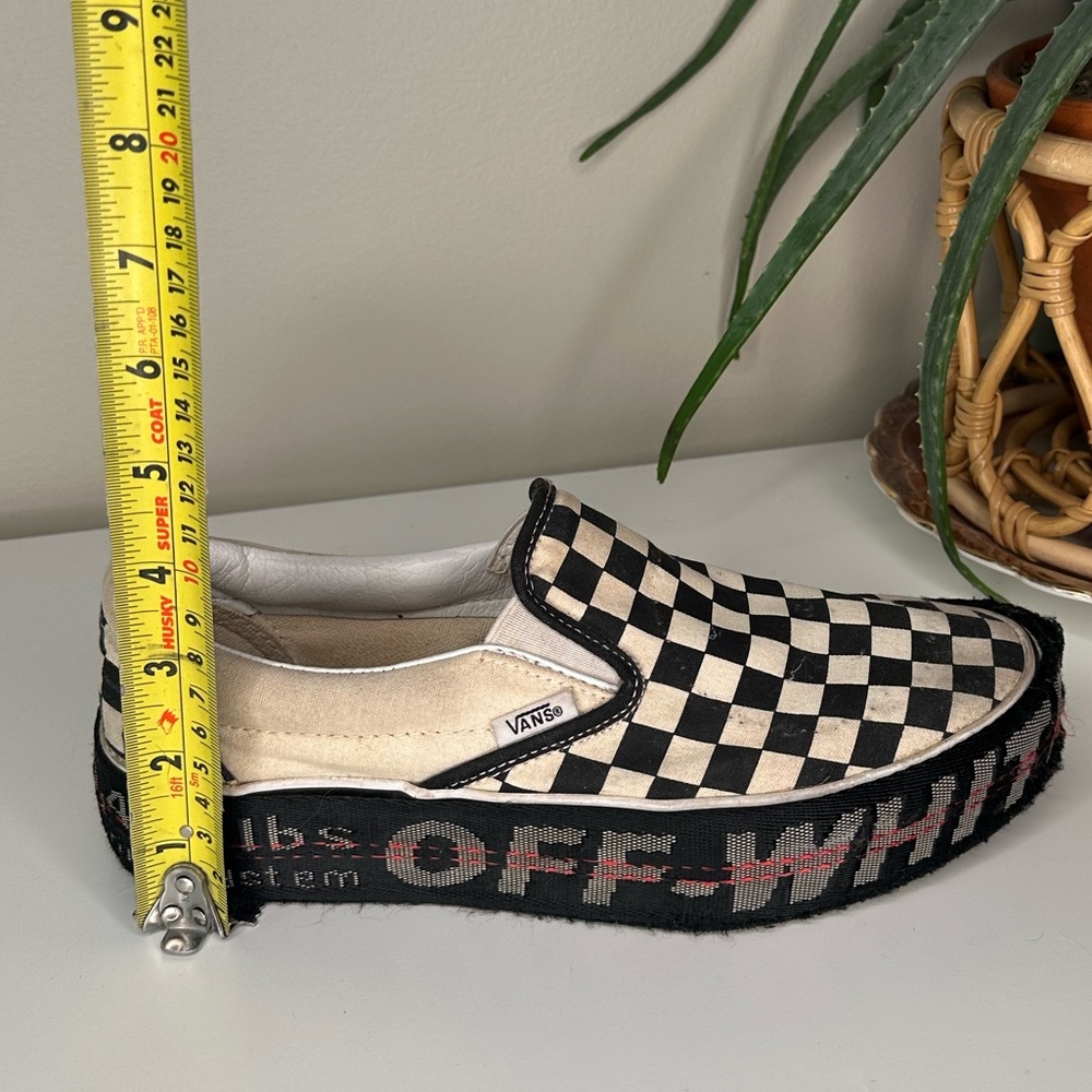 Custom Vans Checkerboard Slip-Ons w/ Off-White Style Platform Belt Wrap M6.5 W8 - Picture 11 of 13